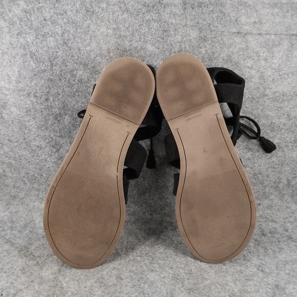 Old Navy Shoes Womens 7 Sandals Fashion Gladiator Lace Up Tie Black Casual Flat - Picture 9 of 11